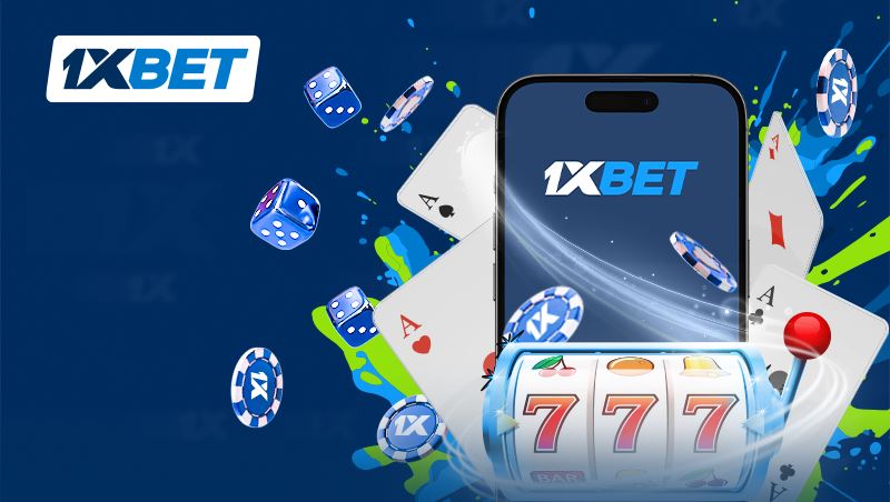 Smartphone displaying a slot machine reel showing 777, next to playing cards and dice